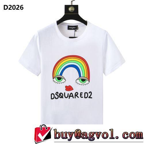 2022春夏 プリント 最安値に挑戦 DSQUARED2ブランド コピー 半袖Tシャツ 2色可選 ラウンドネック 自然な肌触り