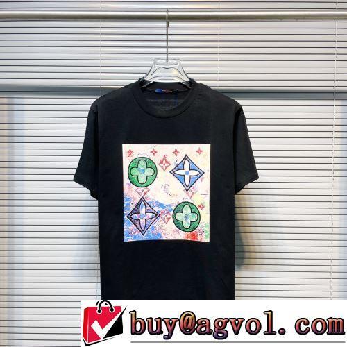 ラックスした雰囲気 半袖Tシャツ 2色可選 高級感を備えている LOUIS VUITTONコピー 2022春夏 プリント 着心地満点