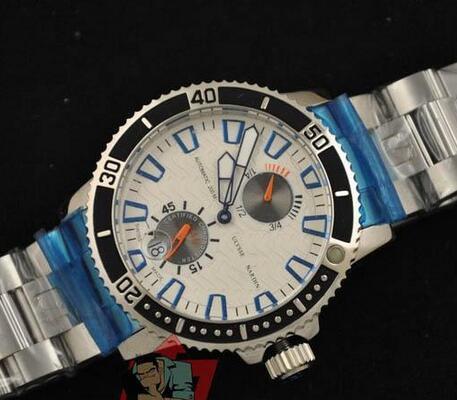 回転ベゼル Ulysse Nardin ユリスナルダン マリーンダイバー 男性用  チタン自動巻き腕時計 263-90-7M 91 42.7ミリのケースサイズ