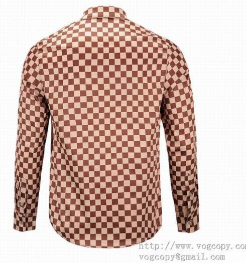 立体感のあるルイヴィトンコピー代引きメンズシャツ LOUIS VUITTON 長袖シャツダミエ柄