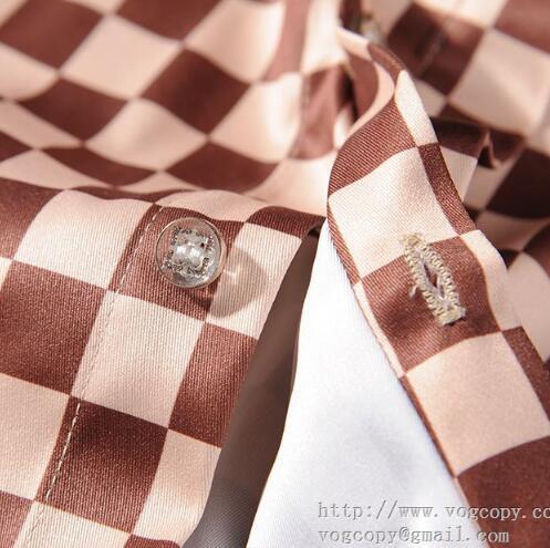 立体感のあるルイヴィトンコピー代引きメンズシャツ LOUIS VUITTON 長袖シャツダミエ柄