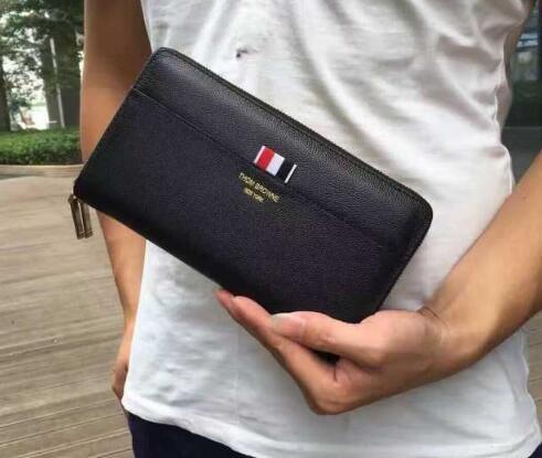 上品なトムブラウン財布メンズ THOM BROWNE ラウンドファスナー長財布本革ウォレット