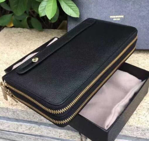 上品なトムブラウン財布メンズ THOM BROWNE ラウンドファスナー長財布本革ウォレット