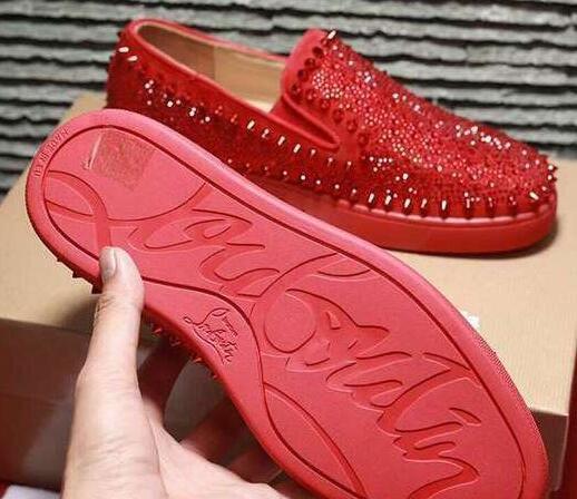 ファッションなクリスチャンルブタンピックボートスパイクスフラットスリッポンスニーカー LOUIS PIK BOAT