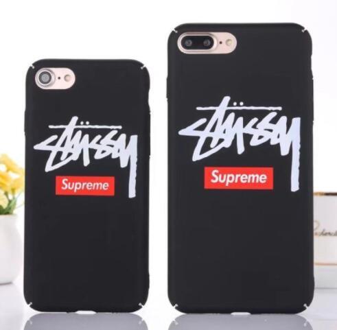 SUPREME STUSSYコラボ アイフォンケースカバー IPHONE 7Plusケース 携帯カバー　ボックスロゴブラック