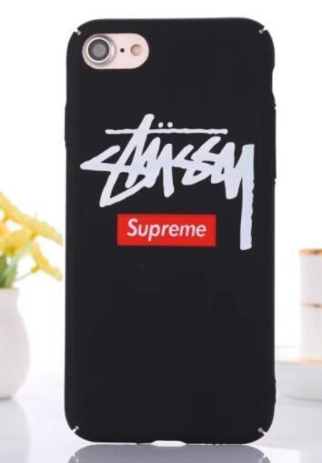 SUPREME STUSSYコラボ アイフォンケースカバー IPHONE 7Plusケース 携帯カバー　ボックスロゴブラック