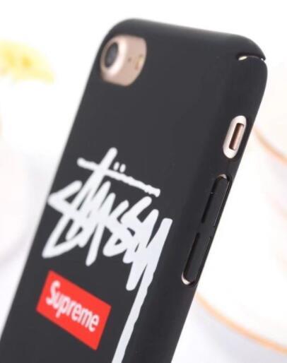 SUPREME STUSSYコラボ アイフォンケースカバー IPHONE 7Plusケース 携帯カバー　ボックスロゴブラック