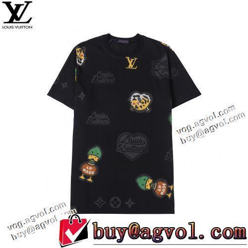 2022春夏 強い魅力を感じる一枚 ラウンドネック プリント 半袖Tシャツ 3色可選 着心地満点 ルイ ヴィトンブランド コピー
