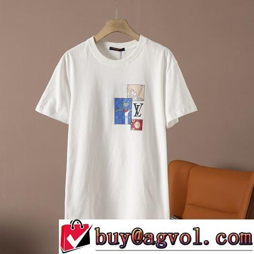 2022春夏 綿/コットン 半袖Tシャツ 柔らかい手触り 2色可選 プリント ルイ ヴィトンコピーブランド デザイン性の高い