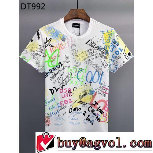2022春夏 バリエーションに富む 2色可選 半袖Tシャツ 選べる極上 ディースクエアードスーパーコピー 激安 ラウンドネック