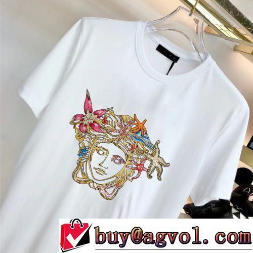 しわになりにくい 2色可選 大人気アイテム！入手困難 2022春夏 ヴェルサーチコピー ブランド 半袖Tシャツ 収縮性のある