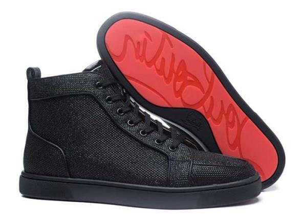 最高級品質のクリスチャンルブタン偽物CHRISTIAN LOUBOUTINスニーカーハイカットブラックメンズシューズ人気ファッション靴
