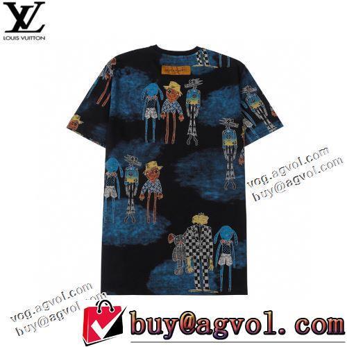 2色可選 ラウンドネック 半袖Tシャツ 個性的なデザイン 流行に関係なく長年愛用できる 2022春夏 ルイ ヴィトンコピーブランド 