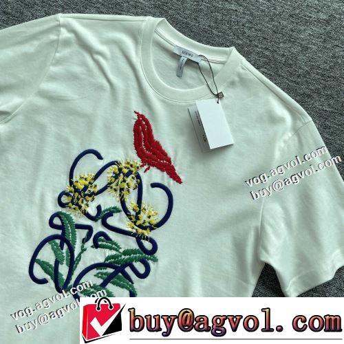 2022春夏 ラウンドネック 半袖Tシャツ 絶対オススメ♡  着回し度抜群 2色可選 お洒落に魅せる ロエベブランドスーパーコピー