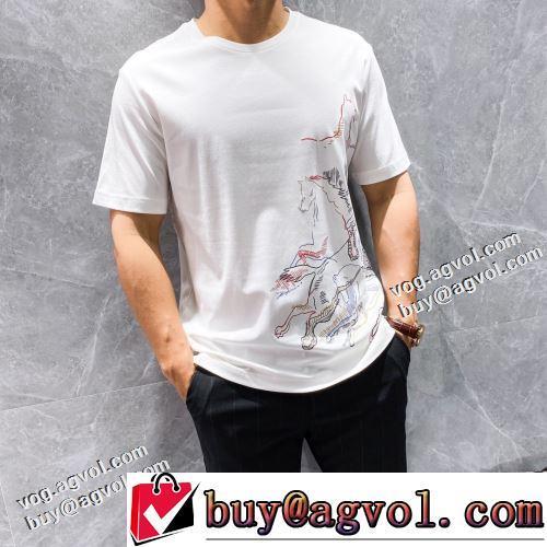 3色可選 個性的なデザイン ラウンドネック 半袖Tシャツ カジュアル 柔らかい手触り 2022春夏 エルメススーパーコピー