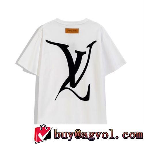 ポップ 2022春夏 ルイ ヴィトンコピー ブランド 半袖Tシャツ プリント 吸汗性に優れ 綿/コットン 2色可選