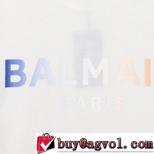 2022春夏 魅力ファッション 半袖Tシャツ しわになりにくい 吸汗速乾 バルマンブランド 偽物 通販 2色可選