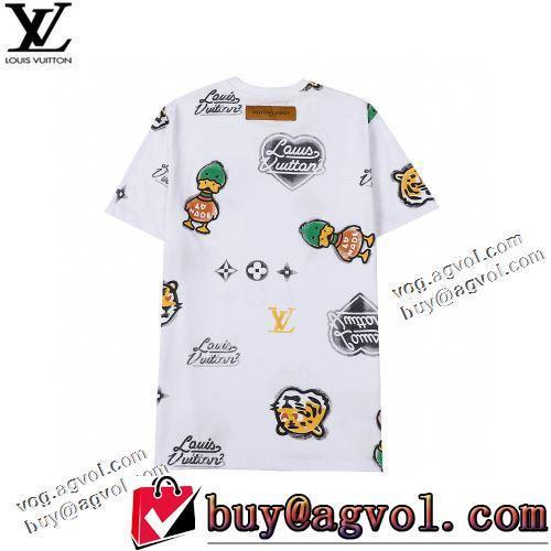 2022春夏 強い魅力を感じる一枚 ラウンドネック プリント 半袖Tシャツ 3色可選 着心地満点 ルイ ヴィトンブランド コピー