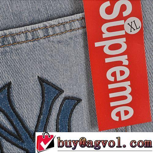 2022新作 ストレートデニムパンツ スタイリッシュな印象 Supreme X Mlb 刺繍使い デザイン性の高い シュプリームブランド コピー しっかりとしたデニム地 2色可選