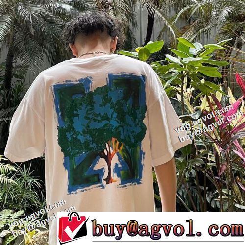 自分らしいスタイリング デザイン性の高い ラウンドネック 半袖Tシャツ OFF-WHITE オフホワイト偽物ブランド 大注目！2022春夏 男女兼用