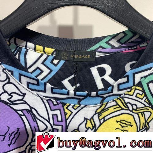 2022新作 半袖Tシャツ VERSACEコピー ファション性の高い 2色可選 大花プリント クールビズ 優しいフィット感