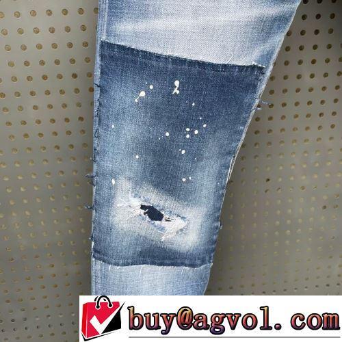 2022春夏 デニムパンツ 生地結構伸びる 人気新品★超特価★ ユーズド加工 ディースクエアードコピーブランド