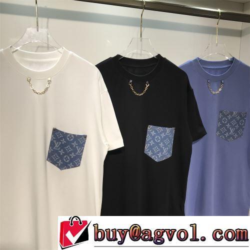3色可選 大きめサイズ 2022春夏 ラックスした雰囲気 高品質 人気 半袖Tシャツ LOUIS VUITTONコピーブランド