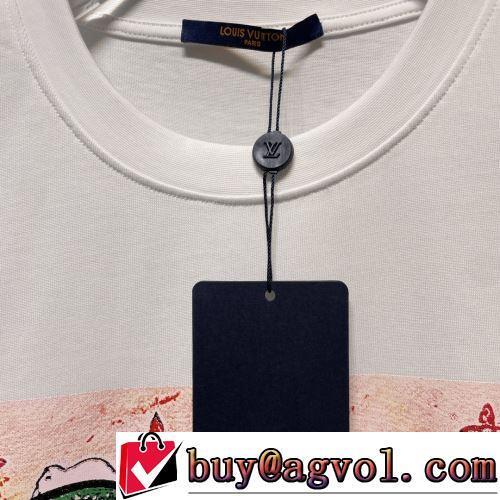 ラックスした雰囲気 半袖Tシャツ 2色可選 高級感を備えている LOUIS VUITTONコピー 2022春夏 プリント 着心地満点