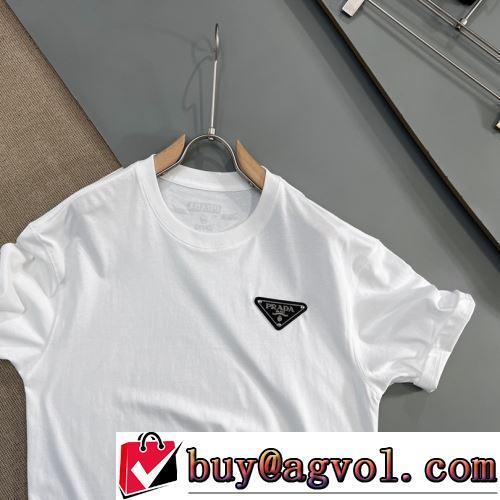 プラダブランド コピー 半袖Tシャツ 2022春夏 お洒落に魅せる 2色可選 柔らかい手触り カッコいい印象を付ける 吸汗速乾