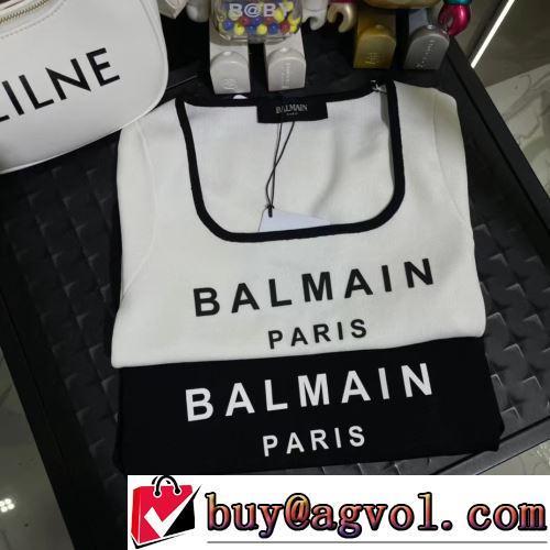2色可選 お洒落に魅せる 追跡付/関税無 BALMAINブランドスーパーコピー 2022春夏 吸汗性に優れ 半袖Tシャツ