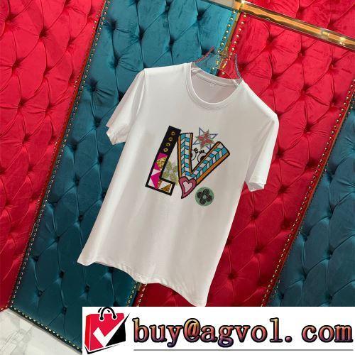 3色可選 半袖Tシャツ 2022春夏 数に限りがある プリント ルイ ヴィトンブランド コピー 気軽にカジュアルに使える