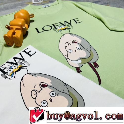 おしゃれに絶大な人気の ロエベコピーブランド 2色可選 デザイン性の高い 半袖Tシャツ 2022春夏 プリント 着心地満点