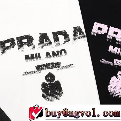 落ち着いた感覚 自然な肌触り 2色可選 半袖Tシャツ プリント 2022春夏 デザイン性の高い プラダ偽物ブランド