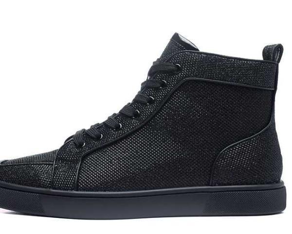 最高級品質のクリスチャンルブタン偽物CHRISTIAN LOUBOUTINスニーカーハイカットブラックメンズシューズ人気ファッション靴