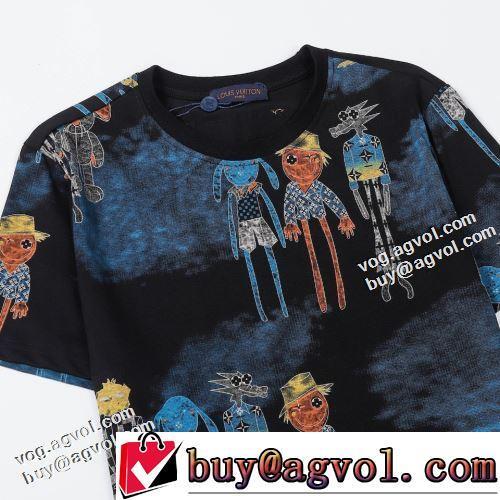 2色可選 ラウンドネック 半袖Tシャツ 個性的なデザイン 流行に関係なく長年愛用できる 2022春夏 ルイ ヴィトンコピーブランド 