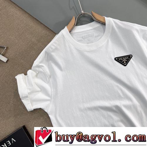 プラダブランド コピー 半袖Tシャツ 2022春夏 お洒落に魅せる 2色可選 柔らかい手触り カッコいい印象を付ける 吸汗速乾