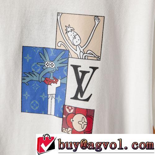 2022春夏 綿/コットン 半袖Tシャツ 柔らかい手触り 2色可選 プリント ルイ ヴィトンコピーブランド デザイン性の高い