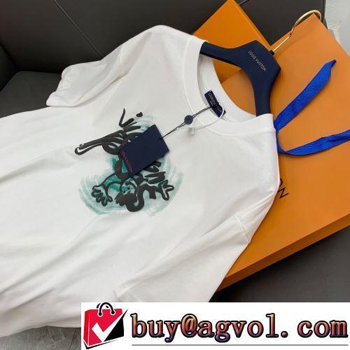 半袖Tシャツ 長く愛用できる ルイ ヴィトンブランドコピー 2022春夏 2色可選 吸汗性に優れ カッコいい印象を付ける