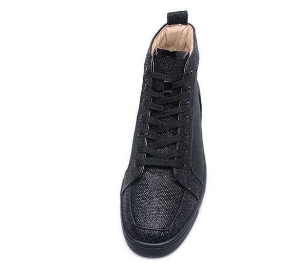 最高級品質のクリスチャンルブタン偽物CHRISTIAN LOUBOUTINスニーカーハイカットブラックメンズシューズ人気ファッション靴