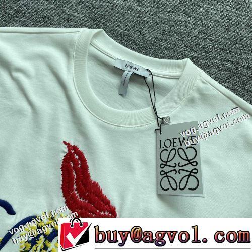 2022春夏 ラウンドネック 半袖Tシャツ 絶対オススメ♡  着回し度抜群 2色可選 お洒落に魅せる ロエベブランドスーパーコピー