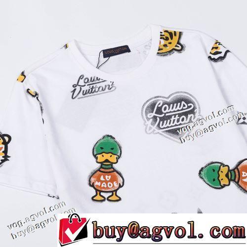 2022春夏 強い魅力を感じる一枚 ラウンドネック プリント 半袖Tシャツ 3色可選 着心地満点 ルイ ヴィトンブランド コピー