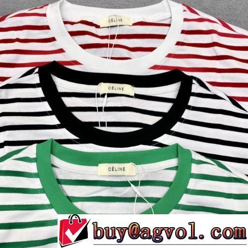 魅力ファッション  3色可選 流行に関係なく長年愛用できる 2022春夏 ストライプ 半袖Tシャツ CELINEコピー ブランド