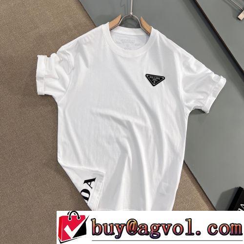 プラダブランド コピー 半袖Tシャツ 2022春夏 お洒落に魅せる 2色可選 柔らかい手触り カッコいい印象を付ける 吸汗速乾