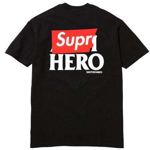 スタイルアップ効果高めのSupreme 14SS アンチヒーローポケット　シンプルデザインＴシャツ.