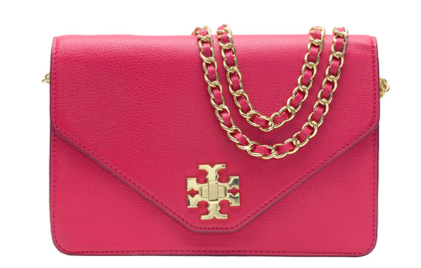 SUPER★SALE！TORYBURCHトリーバーチ  KIRA ENVELOPE CROSS-BODY 斜めがけカーネーションレッド&times;ゴールド レザー