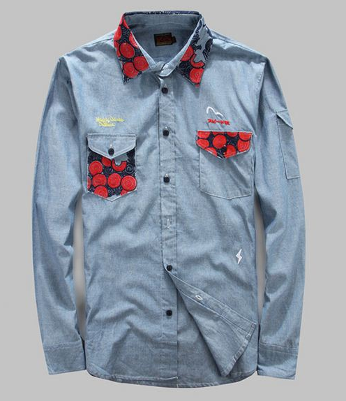  エヴィス コピー男性服デニム長袖シャツ 
