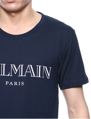 バルマン偽物コットン ロゴプリント 半袖Tシャツ