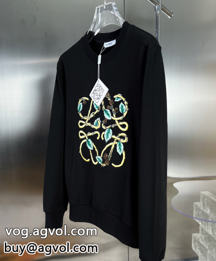 ロエベコピー LOEWE 22ss秋冬新モデル刺繍の花のカップルの款の頭を覆う衛衣_0_2