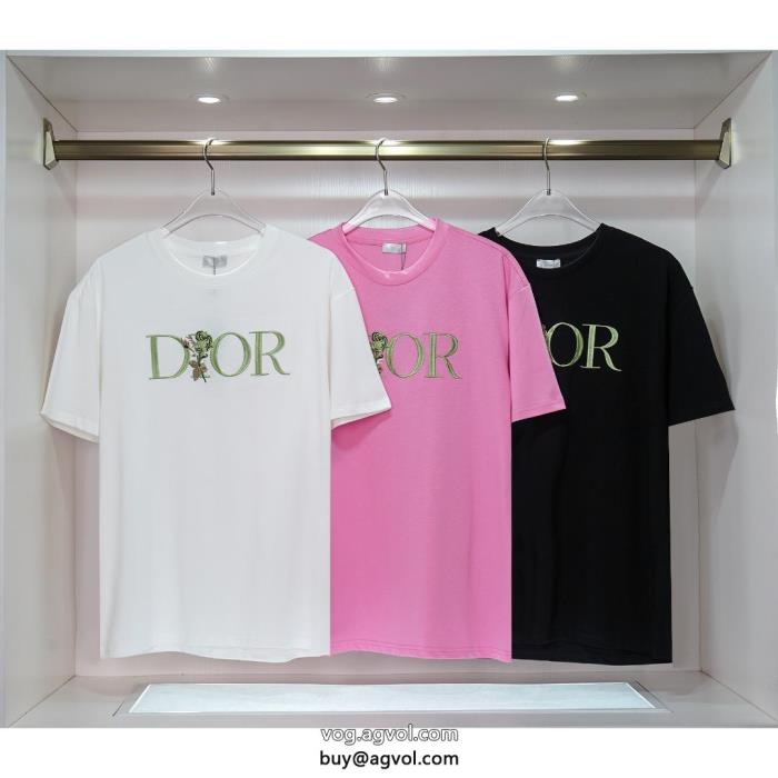 男女共通 半袖Tシャツ偽 ブランド 販売DIOR質感が細かいきれいめコーデに変身上品な印象に格上げ_0_3