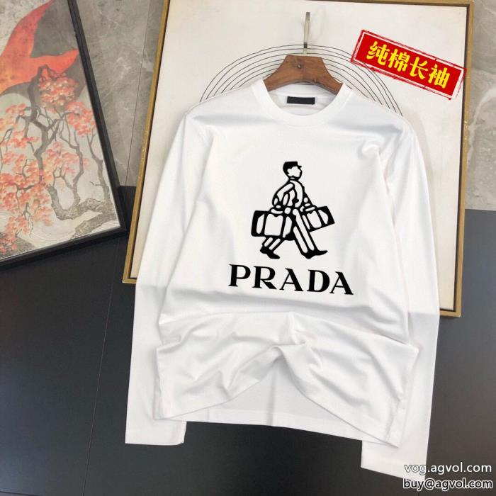 コピー ブランド 通販 安心通気性のいい定番が欲しい方長袖Tシャツプラダ PRADA高等材料_0_2
